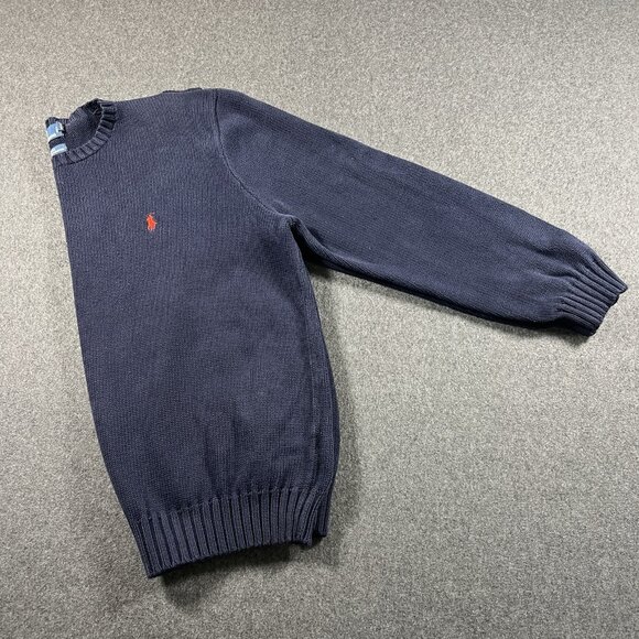 VTG Polo By Ralph Lauren Sweater Mens XL Navy Red Pony Crew Neck 100% Cotton - Picture 10 of 16